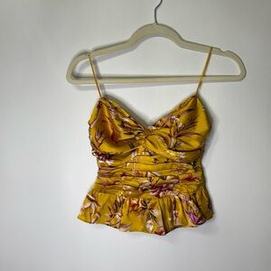 Express Floral Print Strapless Peplum Top NWT